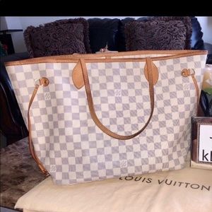 Authentic LV Neverfull Damier Azur MM